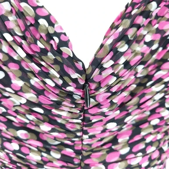 Jones Wear Fit Flare Midi Dress Black Polka Dot Sleeveless Pleated Sundress - Picture 6 of 9